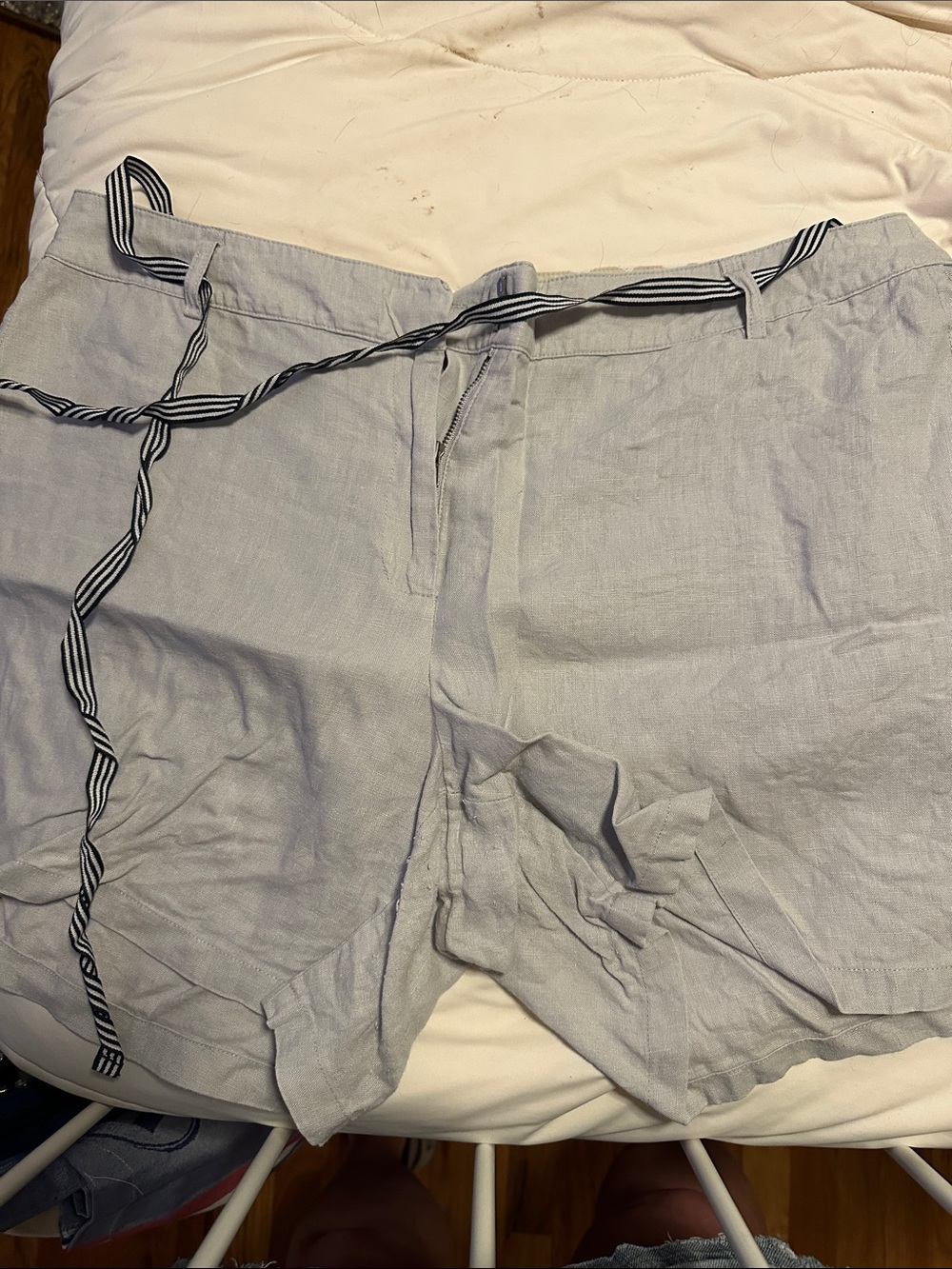 Boden Light Blue Linen-Blend Drawstring Shorts